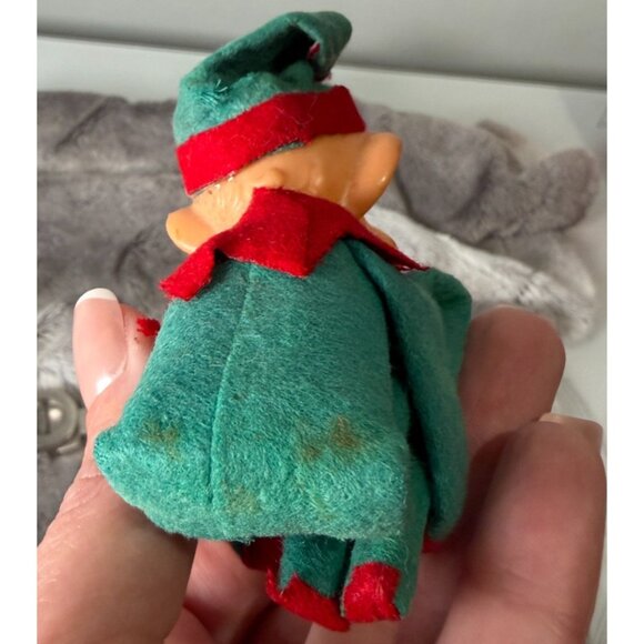Vtg Green Red Knee Hugger Christmas Elf Pixie RARE EYES CLOSED - Picture 6 of 13